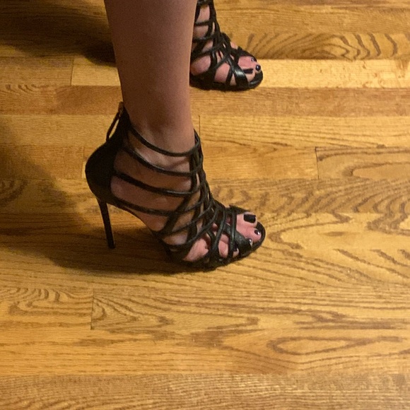 Gianmarco Lorenzi Shoes - Gianmarco Lorenzi Black Strappy Cage High-Heel Sandals